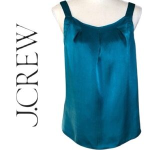 J.Crew Gorgeous Teal 100% Washed Silk Sleeveless Camisole Tank Top Classic Sz 4P